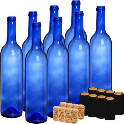 quality 750 ml glazen flessen voor wodka Champagne sap dranken Decoratie Cobalt Blauw Rond factory